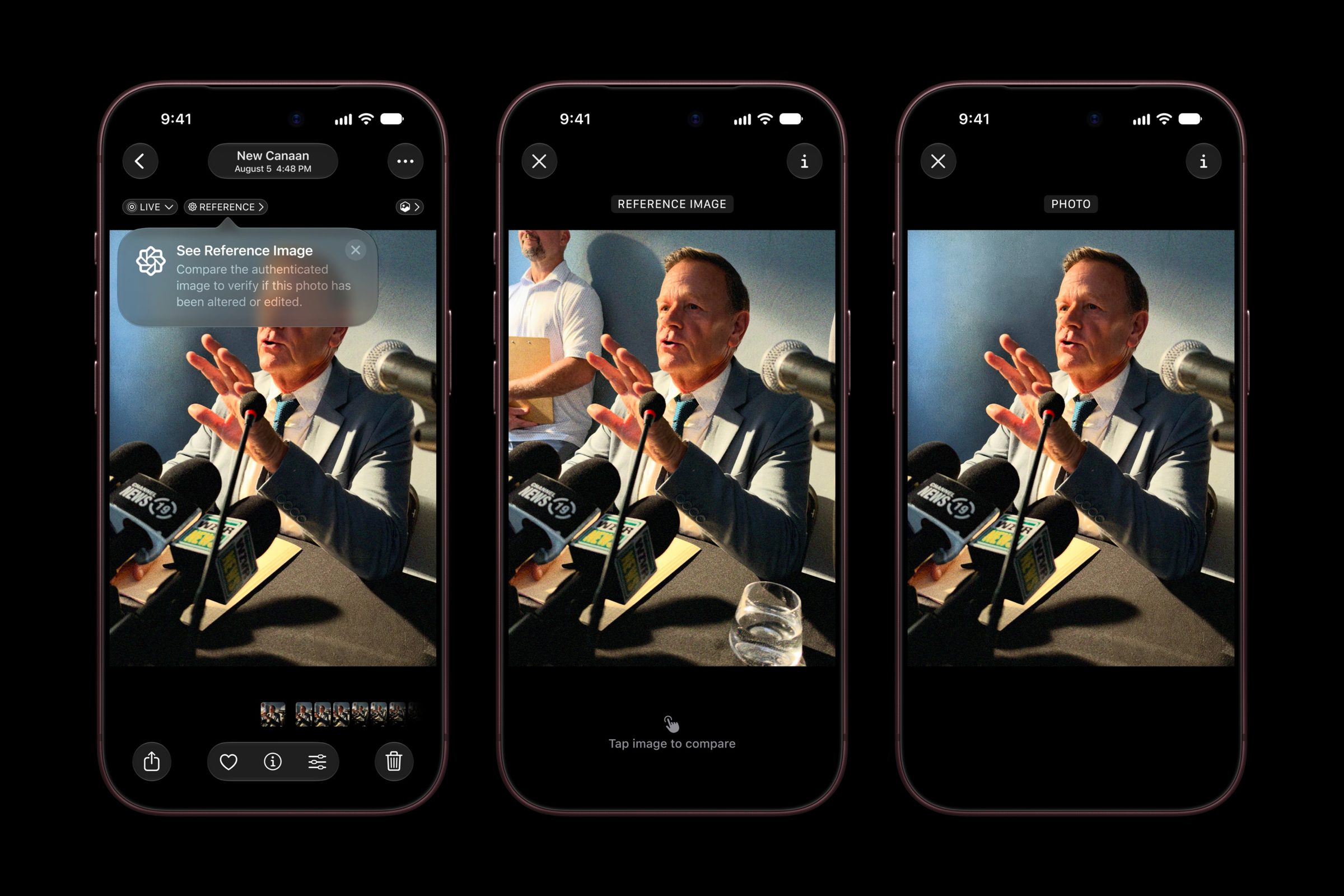 La función Imagen de Referencia de Apple proporciona a los usuarios una fotografía de referencia inalterable, que confirma visualmente lo que el sensor vio en el momento de la captura.